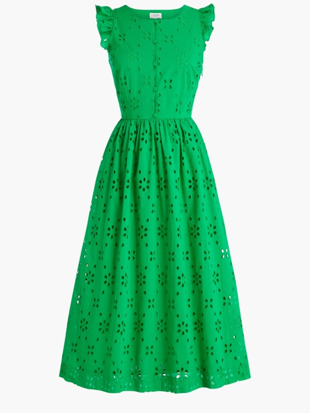 J. Crew Kelly Green Eyelet Midi Dress